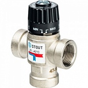 Stout Термостатический смесительный клапан для систем отопления и ГВС 3/4"  ВР 20-43°С KV 1,6