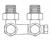 Oventrop Multiflex V CE 1/2"НРx3/4"НР, запорно-присоедин. угловой, для опорожн., из латуни, никел.