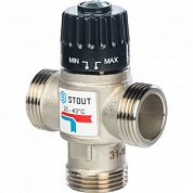 Stout Термостатический смесительный клапан для систем отопления и ГВС 1"  НР 20-43°С KV 1,6