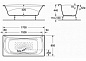 Ванна Roca Akira, чугунная 1700х850, противоскользящее покрытие, ручка хром, подголовник