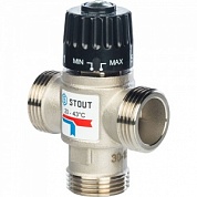 Stout Термостатический смесительный клапан для систем отопления и ГВС 1"  НР 20-43°С KV 2,5